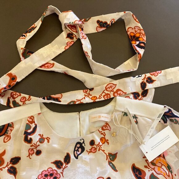 NWT Tory Burch Size US 6 Shift Dress Silk Burnout in Ivory Mountain Paisley - Picture 14 of 16